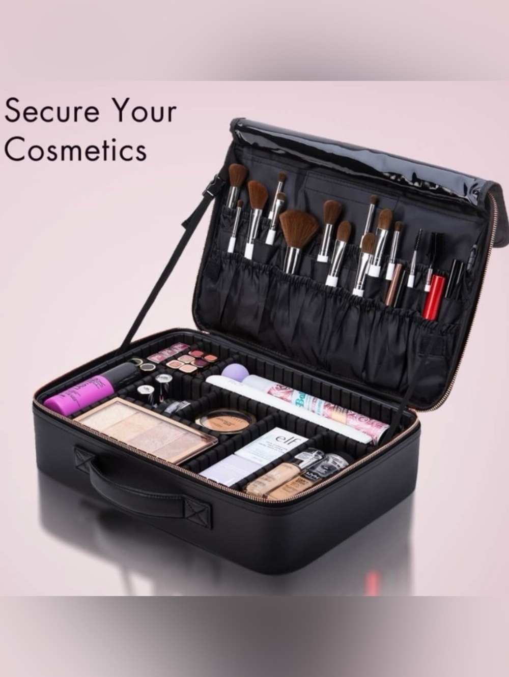 FANCII Madison GLOBETROTTER Travel Makeup Case Large white black